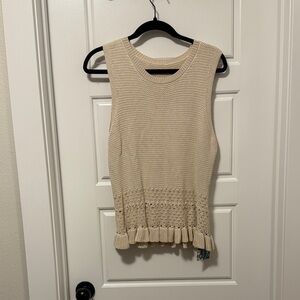 Elegant Beige Knit Tank Top